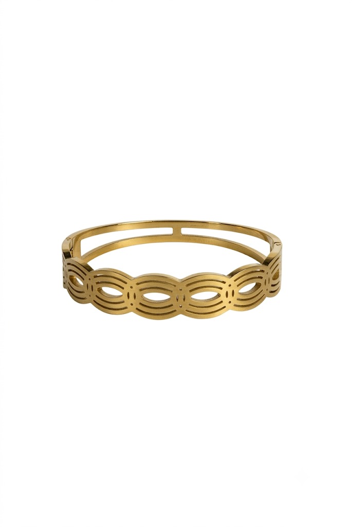 Interlocking Oval Cutout Gold Kada